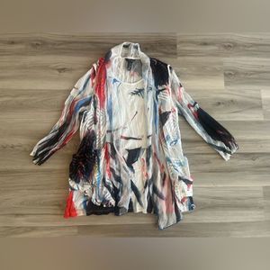 Ali Miles L Colorful Abstract Art Blouse